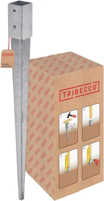 Produktbild von TRIBECCO®Pfostenträger Einschlagbodenhülse 46 x 46 mm Länge 650 mm Feuerverzinkt Einschlaghülse für Vierkantholzpfosten Bodenhülse Anker Stahl Bodenanker