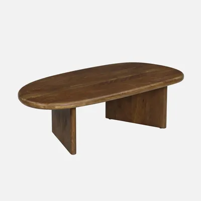 Produktbild von sweeek - Ovaler Couchtisch aus Mangoholz - Nussbaumfarben