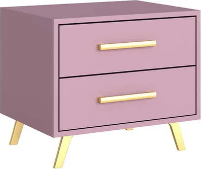 Produktbild von Albello Nachttisch Blame Nachtschrank Kabinett Nachttisch für das Schlafzimmer Schlafzimmerschrank Rosa Pflaumenrosa goldene Beschläge 54x41x48