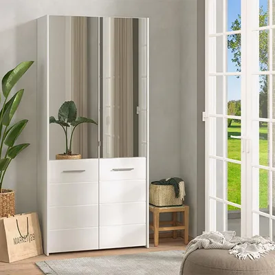 Produktbild von Trabia - Schuhschrank, 90x38x199h cm Weiß, 8 Ablagen