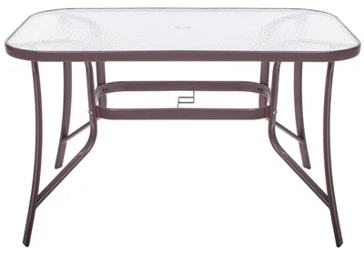 Productafbeelding van Tuintafel | 120 x 70 x 70 cm | Buitentafel | Eettafel Buiten | Metaal | Gehard Glas | 100 KG | Bruin