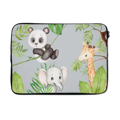 Produktbild von MuchoWow® Laptop Hülle 13 Zoll Dschungel - Blätter - Tiere Laptoptasche - Laptophülle - Sleeve - Rundumschutz