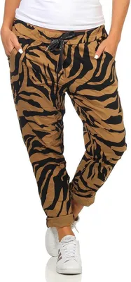 Produktbild von Damen Jogginghose Freizeithose Hose mit Muster, Braun S/M/L