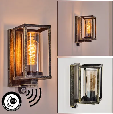 Produktbild von Vibo Außenleuchte mit Bewegungsmelder aus Metall/Glas in Gold/Rauchfarben