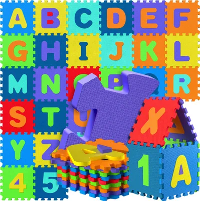 Zdjęcie produktu dla Spielwerk® 86-elementowa mata do układania puzzli dla dzieci kolorowy dywan z literami 3,3 m² maty ABC dla dzieci mata do zabawy mata podłogowa do raczkowania pokój dziecięcy puzzle dywan mata do zabawy dla dzieci