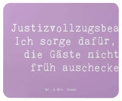 Produktbild von Mr. & Mrs. Panda Mouse Pad Spruch Justizvollzugsbeamter Spaß - Lavendeltraum - Geschenk, mauspad laptop, Justizvollzug, Berufsalltag, pc, Berufspassion, Berufsleben