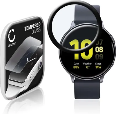 Produktbild von CELLONIC 9H Display Schutzglas für Samsung Galaxy Watch Active 2 (40mm) Smartwatch, 3D Full Cover Full Glue Screen Protector Glass, Fitness Tracker Displayschutz Glas schwarz Schutzfolie