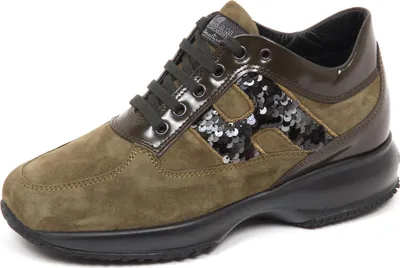 Immagine prodotto di E4470 sneaker donna green HOGAN INTERACTIVE scarpe H paillettes shoe woman