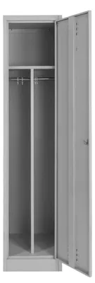 Zdjęcie produktu dla Szafka ubraniowa BHP socjalna metalowa Mega-M J-40 1-drzwiowa z przegrodą szara 40x50x180 cm skręcana