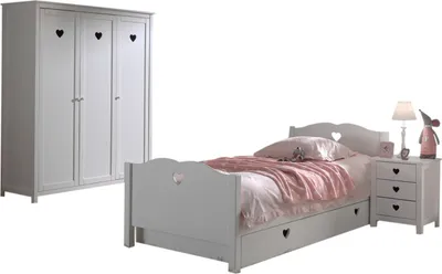 Produktbild von Jugendzimmer-Set >AMORI< in Weiß aus Massiv Kiefer und MDF