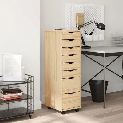 Produktbild von "Schlussverkauf" Rollcontainer mit Schubladen - Mit Stauraum - MOSS Klarlack 34x39x103 cm C7105
