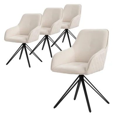 Produktbild von ML-Design 4x Esszimmerstuhl drehbar, Creme, aus Textil Webstoff mit Metallbeine