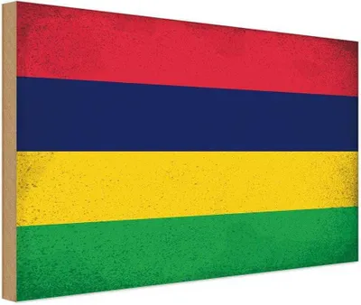 Produktbild von vianmo Holzschild 20x30 cm Mauritius Vintage Flagge Fahne Wappen