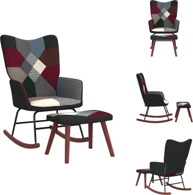 Obrázek produktu pro vidaXL Houpací křeslo s taburetem Patchwork látka - Houpací křesla