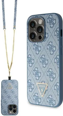 Immagine prodotto di Guess Crossbody 4G Logo in metallo - Custodia per iPhone 14 Pro (blu)