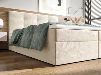 Produktbild von O-SOFA Boxspringbett 180×200 + Hydrophobes Gewebe Monolith 04 Beige + Bett mit Matratze + Gesteppte Rückenlehnen - PAROLO - LAGERANGEBOT