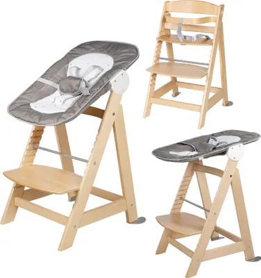 Produktbild von roba Born Up Treppenhochstuhl, Set 2in1, 'Sternenzauber', mit Liegefunktion, ab Geburt, natur