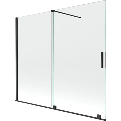 Obrázok produktu pre Mexen Velar vaňová zástena dvojkrídlová Posuvný 180 x 150 cm, Priehľadné, Čierny - 896-180-000-01-70