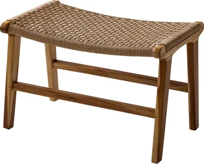 Produktbild von home24 Hocker - Papiergeflecht / Teakholz Massiv - Natur / Teak