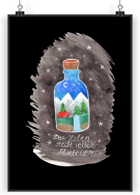 Produktbild von Mr. & Mrs. Panda Bild Flasche Abenteuer DIN A4 - Geschenk, Plakat, drucke, wanddeko, Dekoration, kunstdruck poster, Wanddekoration