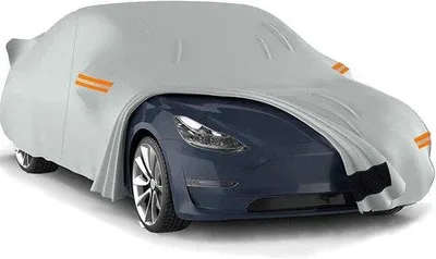 Obrázek produktu pro Sada autoplachet pro Tesla Model 3 (modelové roky 2017–2022) pro venkovní použití – voděodolná, chránící před sluncem, odolná proti prachu, se zipem a bavlněnou podšívkou