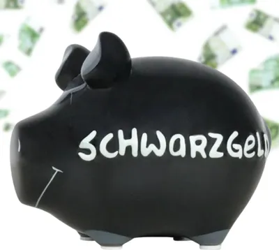 Produktbild von Lustige Spardose Sparschwein SCHWARZGELD schwarz 12,5 cm