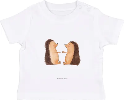 Produktbild von Mr. & Mrs. Panda Babyshirt Igel Liebe 0. - 6. Monat - Weiß - Geschenk, Freundin, Öko Baby T-Shirt, Jerseyshirt, , Kleinkind Shirt, Hochzeit, Hochzeitstag