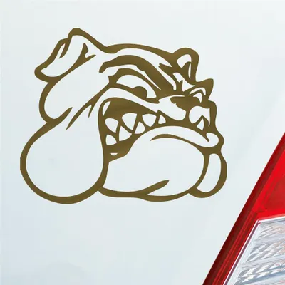 Produktbild von Auto Aufkleber Bulldogge Hund Tier Animal Dogge 12x10 cm Gold Sticker Heckscheibenaufkleber