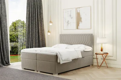 Produktbild von Boxspringbett Schlafzimmerbett DUSTY 160x220cm in Stoff Riviera Beige
