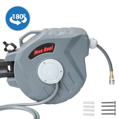 Immagine prodotto di avvolgitore di tubi per aria compressa karpalAvvolgitore di tubi per aria compressa da 20 m in tessuto PVC Tubo per aria compressa con attacco rapido da 1/4" Arresto del tubo 2m Automatico