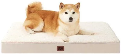 Image de Lit pour chien de taille moyenne, 91 x 68 x 9 cm, lavable, coussin moelleux, matelas pour canapé, housse couleur camel
