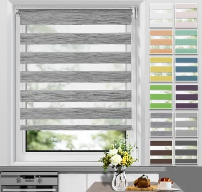 Produktbild von Allesin Doppelrollo Klemmfix ohne Bohren & mit Bohren Rollos für Fenster und Tür Marble 95x130 cm Duo Rollo Klemmrollo Sichtschutz