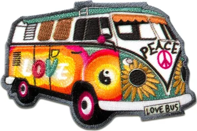 Obrázek produktu pro Hippie Bus Love Peace Auto - nášivka, nažehlovací nášivka, nášivka, nášivky, k nažehlení, velikost: 7,2 x 4,8 cm