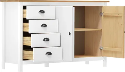 Obrázok produktu pre vidaXL Príborník Hill White 130x40x80 cm Masívne borovicové drevo