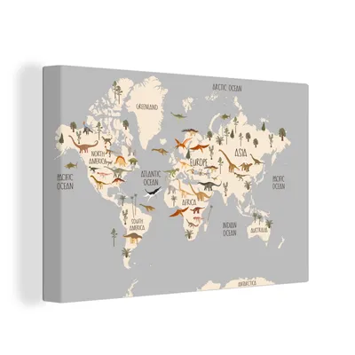 Obrázok produktu pre OneMillionCanvasses® - Maľba na plátne - Obraz na plátne Nástenná maľba na plátne - Mapa sveta - Detská izba - Dinosaury - Chlapci - Dievčatá - Deti -