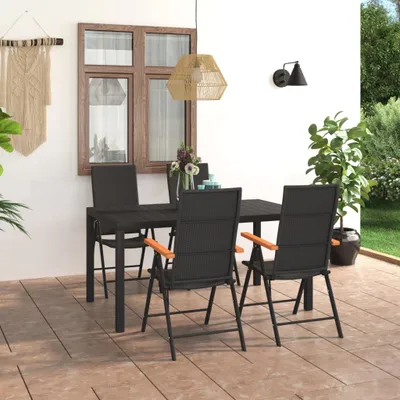 Image de Maison Exclusive - Ensemble de salon de jardin 5 pièces, noir et marron