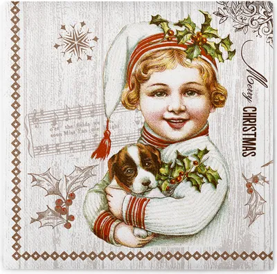 Produktbild von Sovie HOME Weihnachtsserviette Puppy aus Linclass® Airlaid 40 x 40 cm,12 Stück - Nostalgie