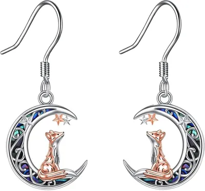Produktbild von Sterling Silber Fuchs Mond Ohrringe Muschel Abalone Damen Geschenk