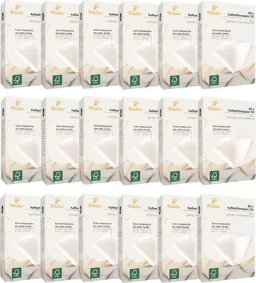 Produktbild von Tchibo Kaffeefilter Größe 101 Großpackung 1440 Stück - spapier Filtertüten 18x80, nachhaltig, aromatisch, kompostierbar & umweltschonend, weiß