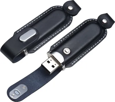 Produktbild von USB-Stick im Kunstleder-Etui / 1GB / Farbe: schwarz