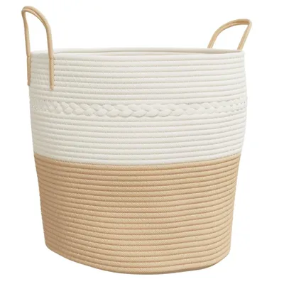 Immagine prodotto di vidaXL Cestino portaoggetti Beige e bianco Ø43x38 cm Cotone