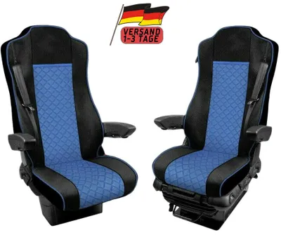 Obrázek produktu pro Potahy sedadel pro nákladní automobily Mercedes Actros MP4 - MP5 2015-2020 Ekokože modrá / černá