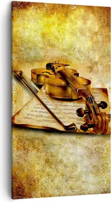 Produktbild von Bild auf Leinwand - Leinwandbild - Violine Instrument Notizen - 45x80cm - Wand Bild - Wanddeko - Leinwanddruck - Bilder - Kunstdruck - Wanddekoration - Leinwand bilder - Wandkunst - PA45x80-0524