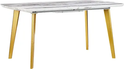 Obrázek produktu pro BELIANI Jídelní stůl dřevotříska mramorový efekt zlaté kovové nohy 160/200 x 90 cm 8místný moderní design