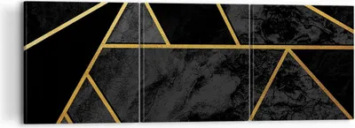 Produktbild von Bild auf Leinwand - Leinwandbild - 3 Teile - Abstraktion Gold Schwarz - 120x40cm - Wand Bild - Wanddeko - Wandbilder - Leinwanddruck - Bilder - Wanddekoration - Leinwand bilder - CA120x40-4358