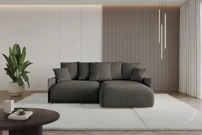 Produktbild von ALTDECOR Ecksofa mit Schlaffunktion und Bettkasten ONESK-L-v1 216x177x72 cm  Schwarz - Corner Sofa Eckcouch Couch L-Form  angeordnet Schlafcouch Ausziehbar Wohnlandschaft