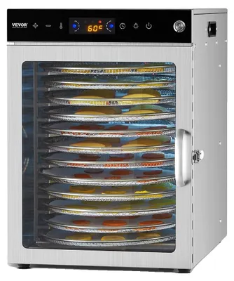 Produktbild von VEVOR Dörrgerät Dörrautomat 12 Edelstahlschalen, elektrischer 800 W Futtertrockn