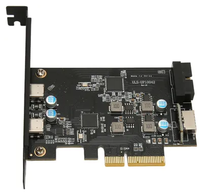 Image de Carte d'extension USB 3.2 10G vers PCIe, adaptateur contrôleur 10 Gbps, 2 connecteurs Type-C et 1 connecteur Type-E à 19 broches, compatible Windows 7, 8 et 10