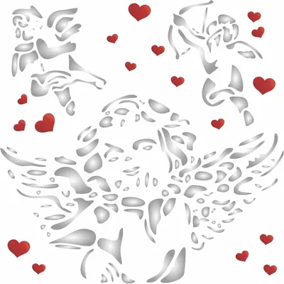 Imagen del producto de Plantilla reutilizable "Cherubín", de 21,5 x 21,5 cm, para decoración de paredes