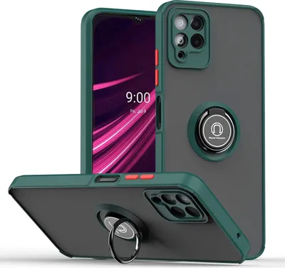 Produktbild von T-Mobile REVVL 6 Pro Hülle, Ring Halter Ständer Matte Transluzent TPU Rahmen Stoßfest Schutzhülle für T-Mobile REVVL 6 Pro dunkelgrün